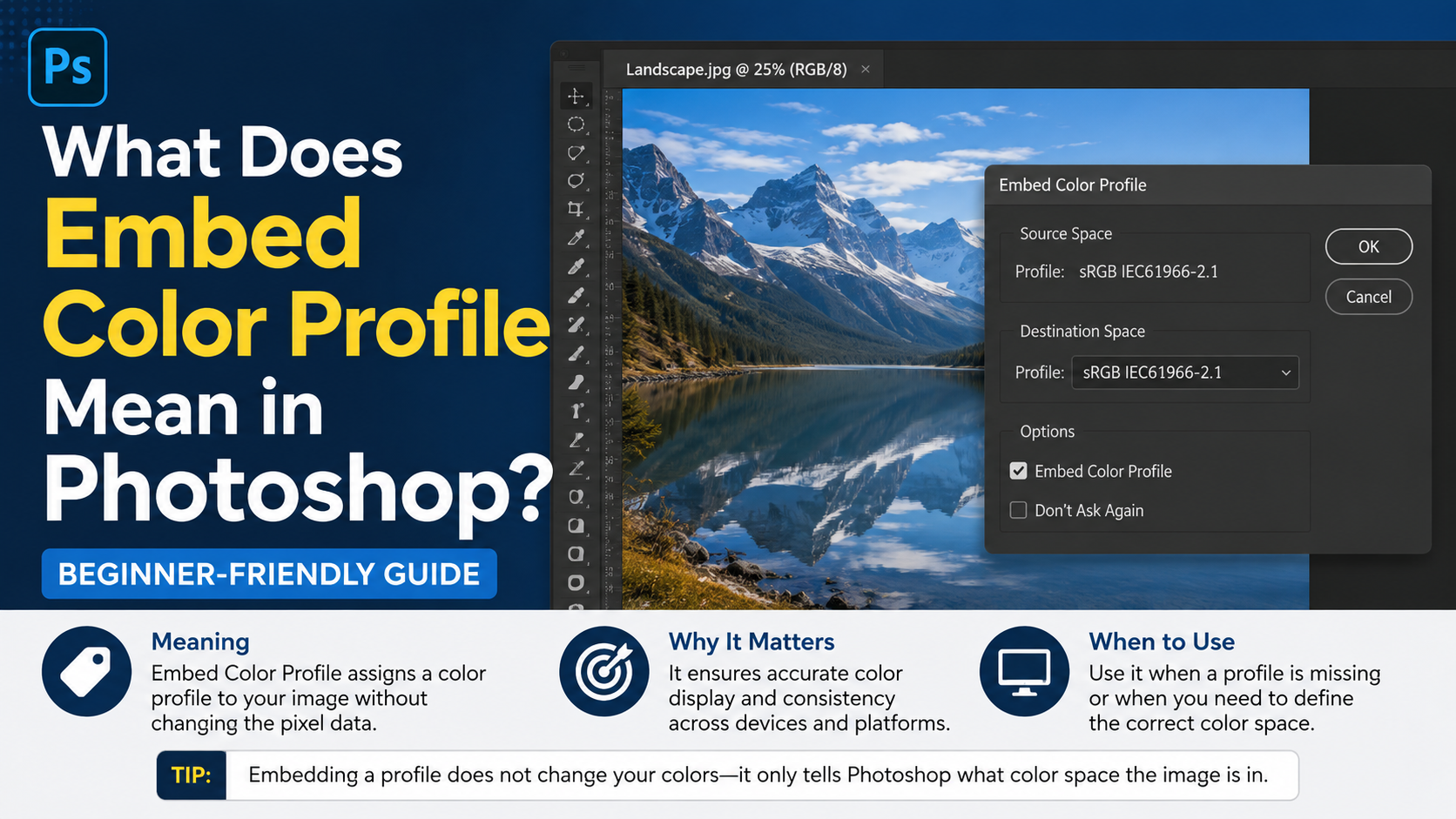 What Does Embed Color Profile Mean in Photoshop? Beginner-Friendly Guide