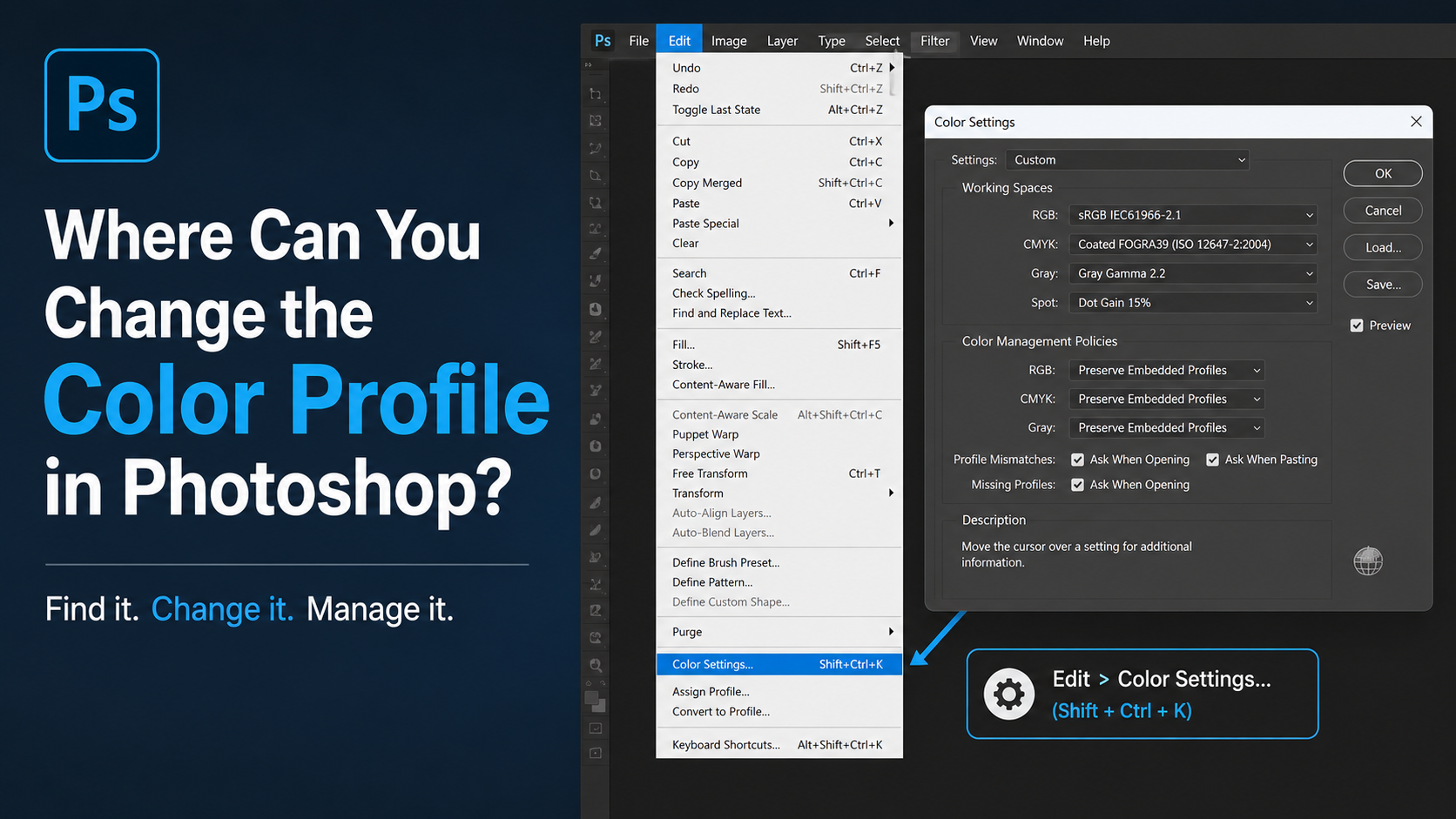 Where Can You Change the Color Profile in Photoshop?