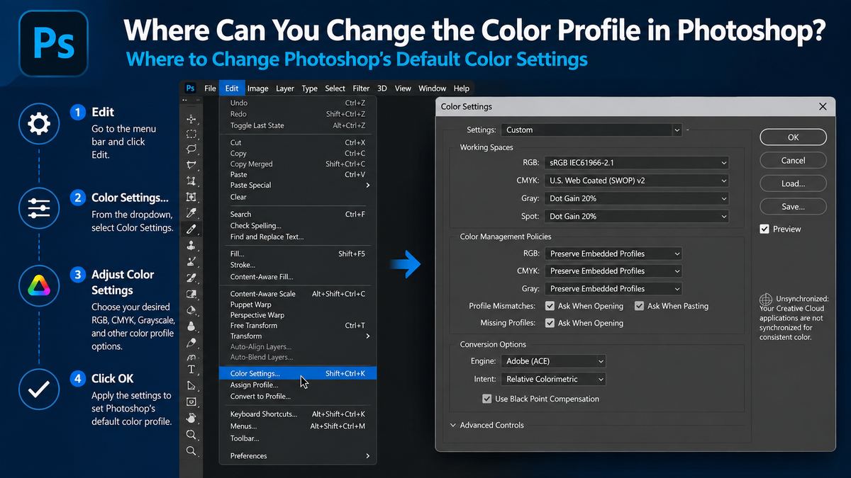 Where to Change Photoshop’s Default Color Settings