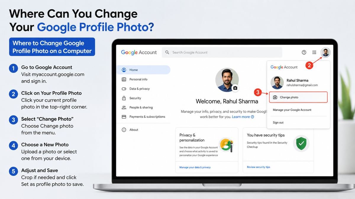 Where to Change Google Profile Photo on a Computer